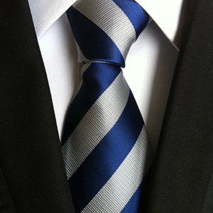 Silk St. Lynn Blue & Silver Stripe Men's Handmade Tie